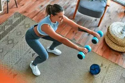 Woman doing exercises at home.